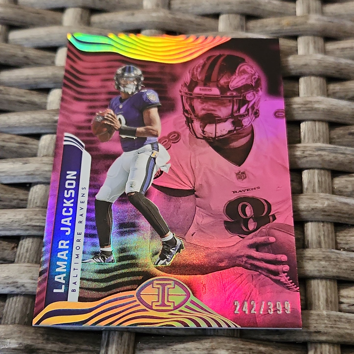 Panini Pink Wavy Illusions Lamar Jackson 242/399 #7