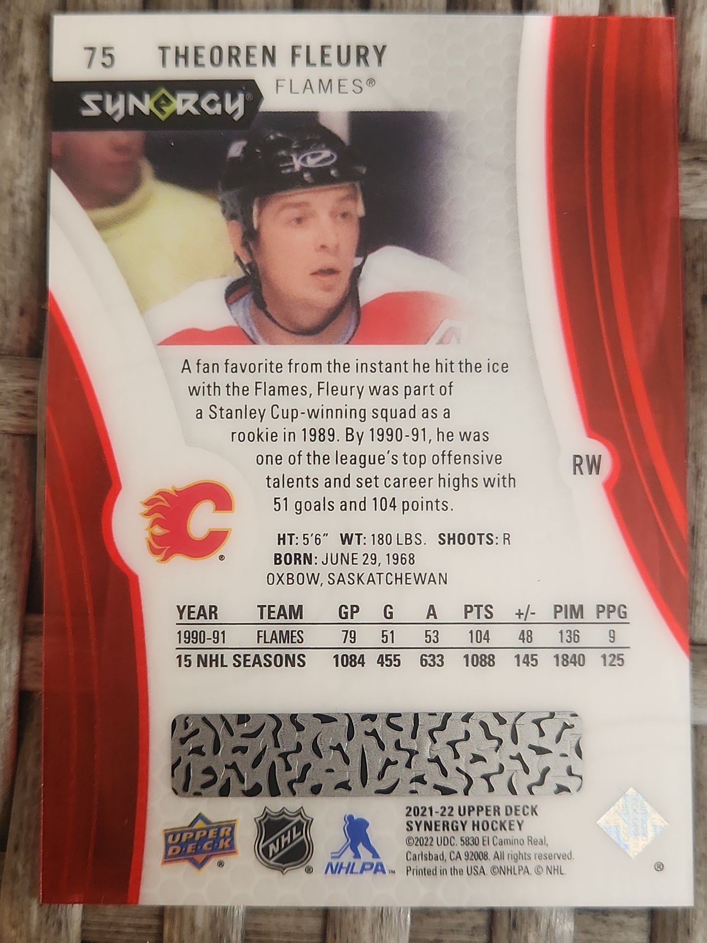 2021-22 UpperDeck Synergy Theoren Fleury #75 Calgary Flames