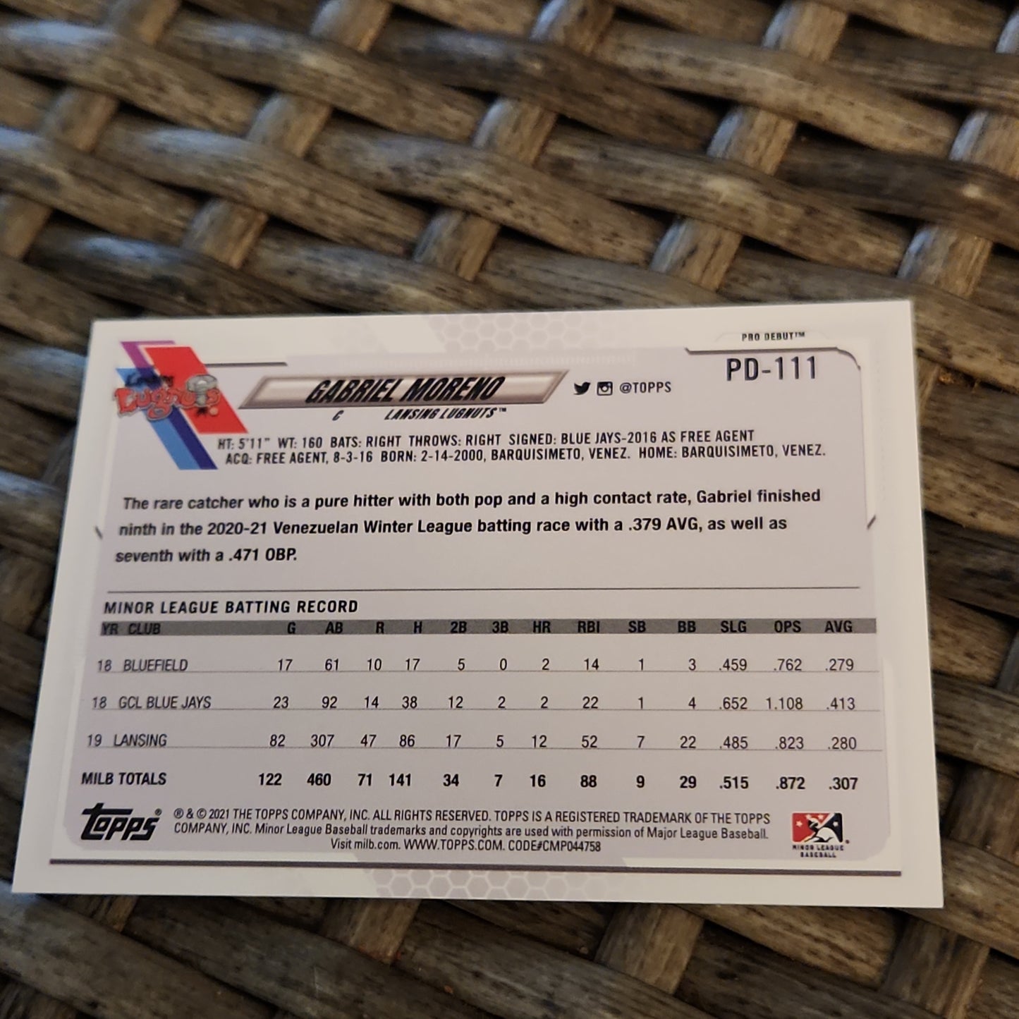 Topps Pro Debut Gabriel Moreno #PD-111