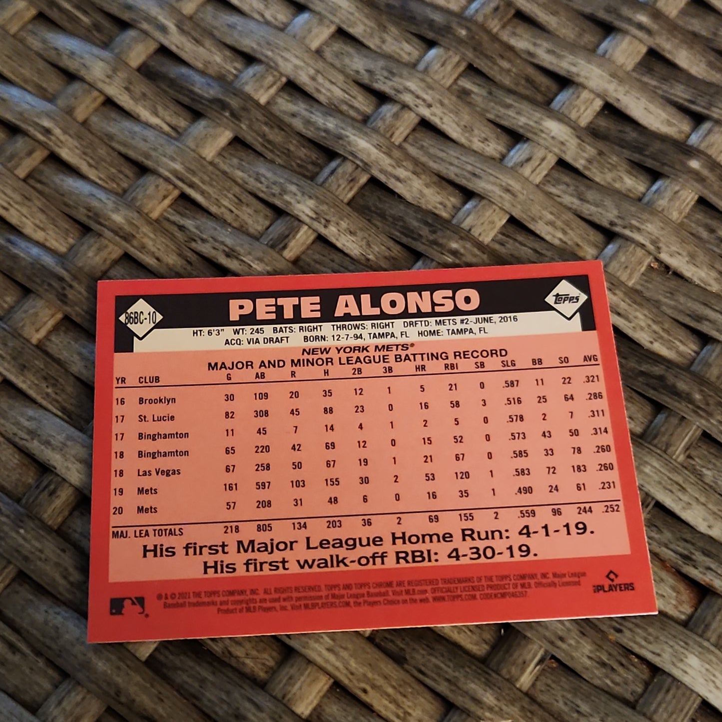 Topps Chrome 35th Anniversary Pete Alonso #86BC-10
