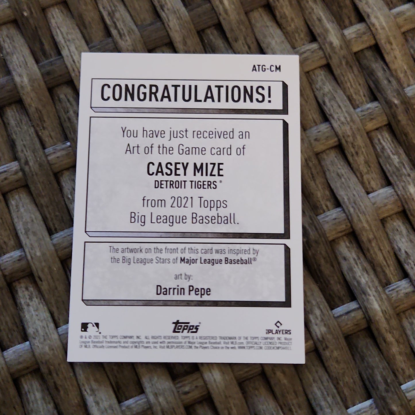 Topps BL Casey Mize RC #ATG-CM