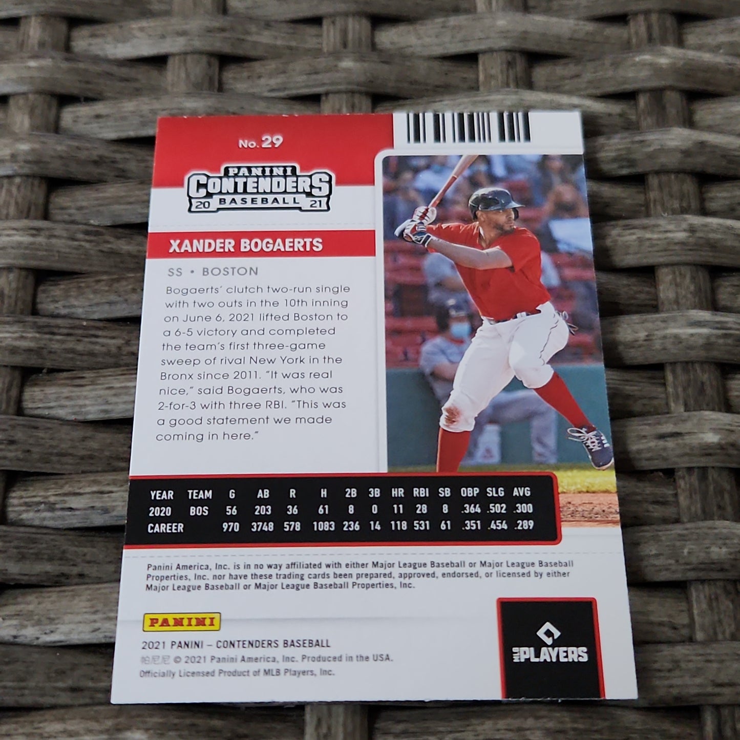 Panini Blue Conteders Season Ticket Xander Bigaerts #29