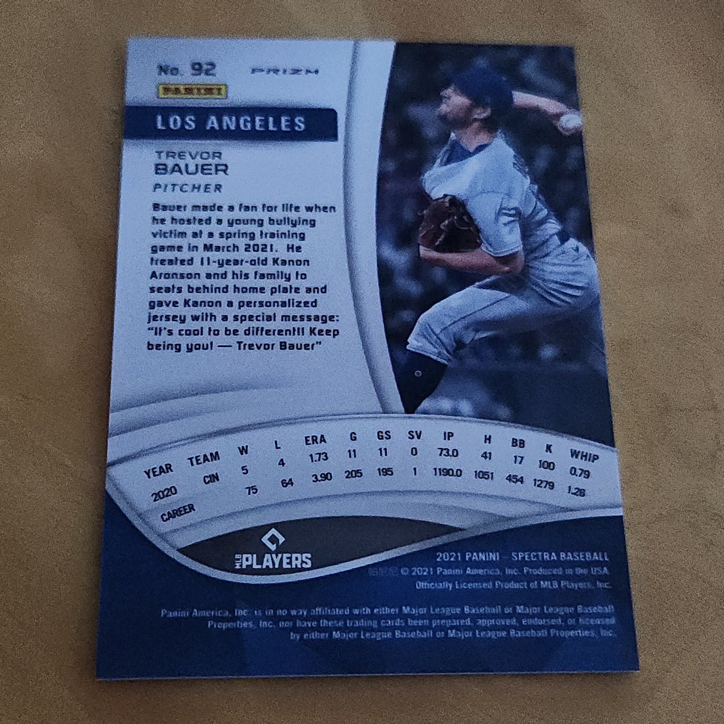 Panini Spectra Prizm Trevor Bauer #92