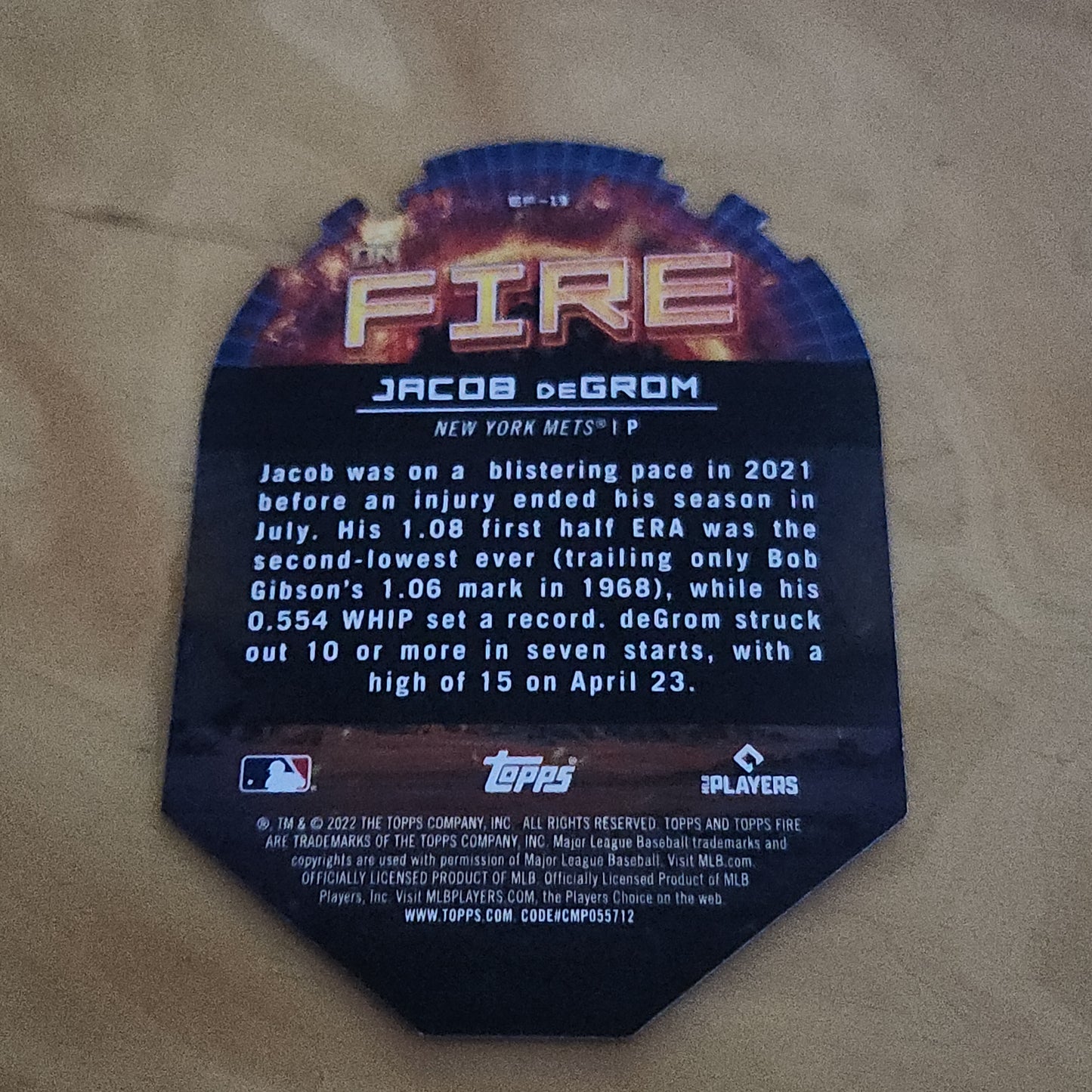 Topps On Fire Dye-Cut Jacob DeGrom #EF-19