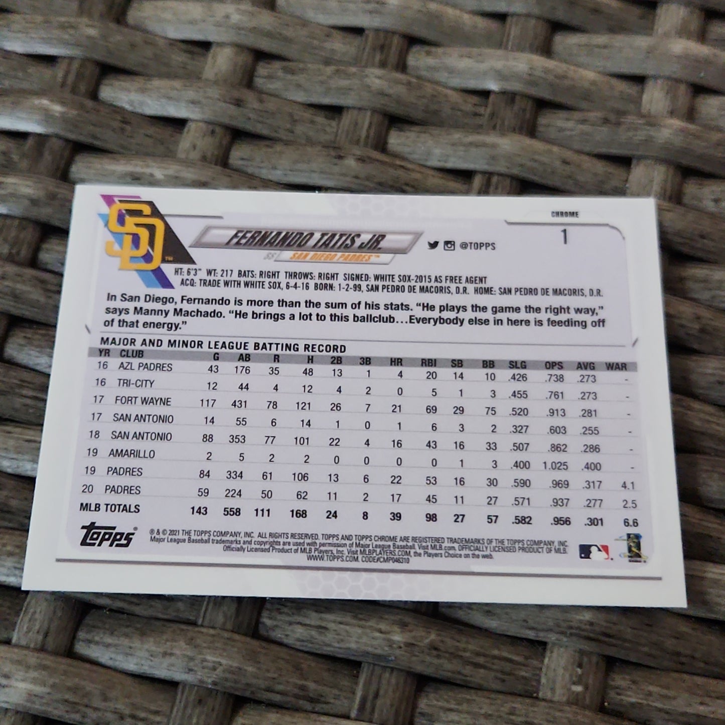 Topps Chrome Fernando Tatis Jr. #1