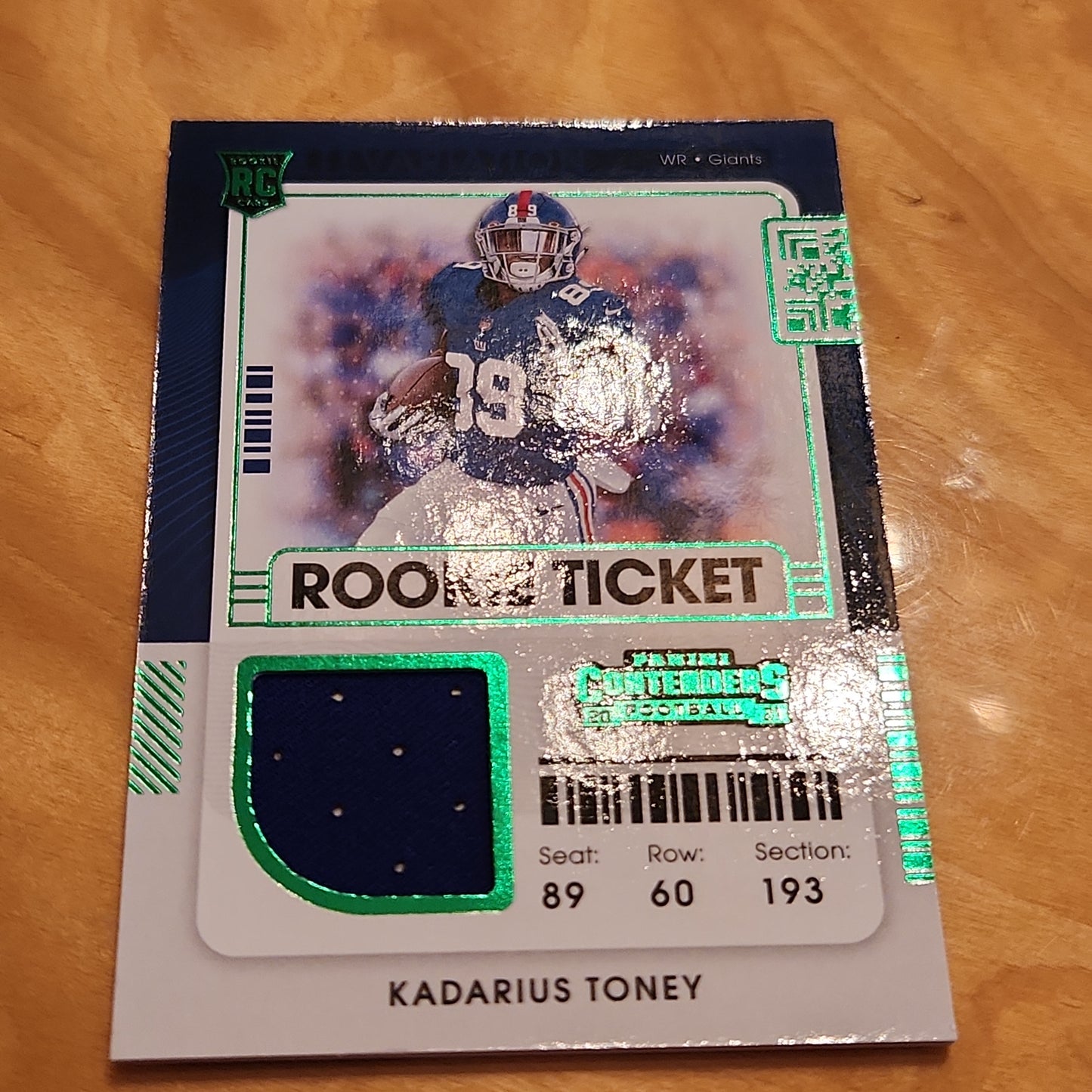 Panini Contenders Rookie Ticket Green Kadarius Toney Relic #RSV-KTO