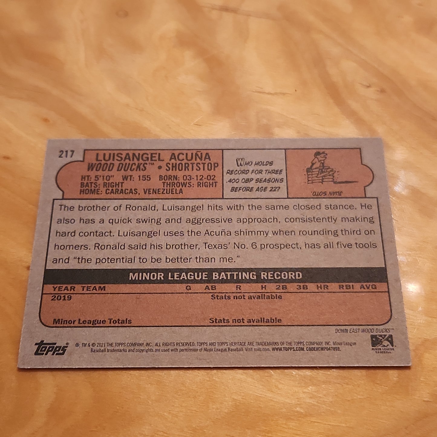 Topps Heritage Luisangel Acuña #217
