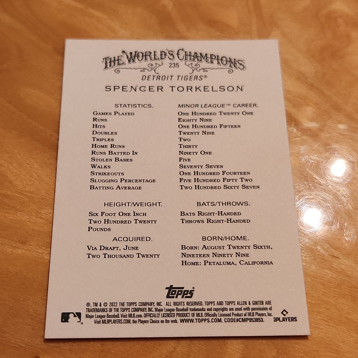 Topps Allen & Grinter Spencer Torkelson RC #235