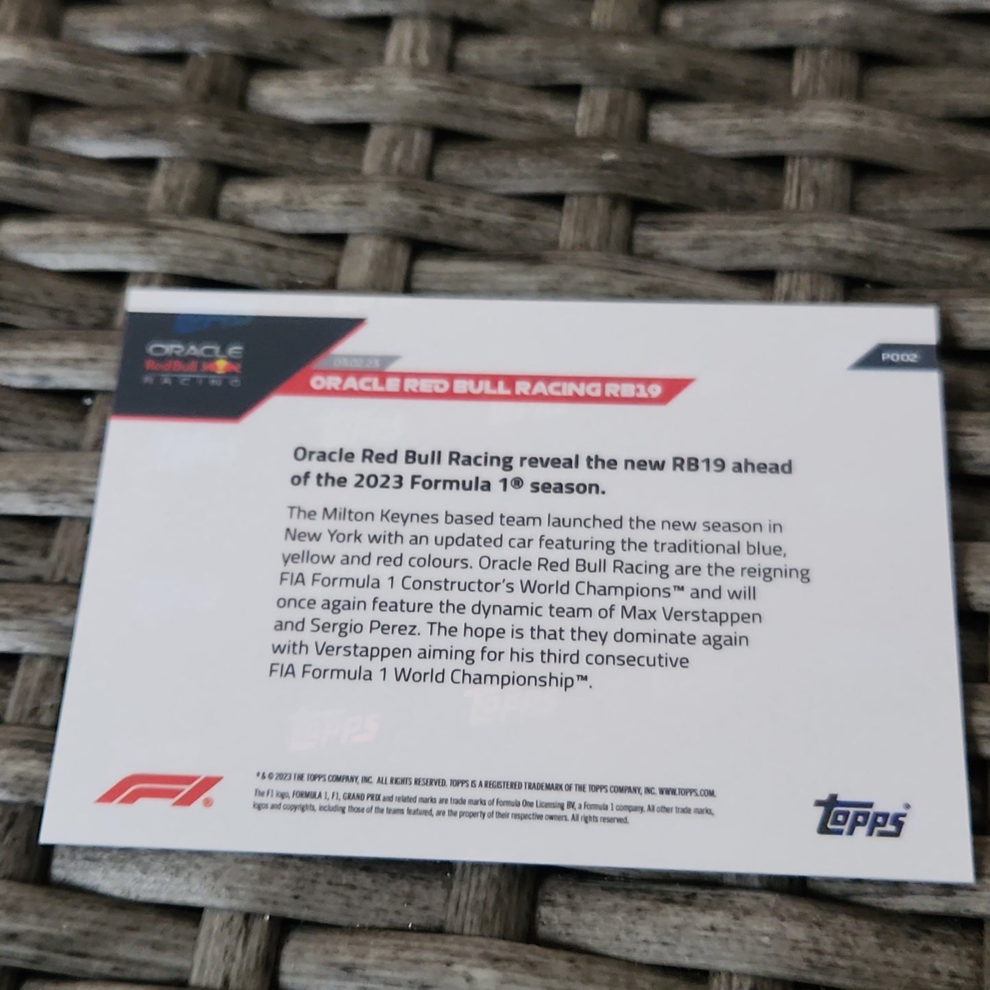 Topps Now Oracle Red Bull Racing RB19 #P002