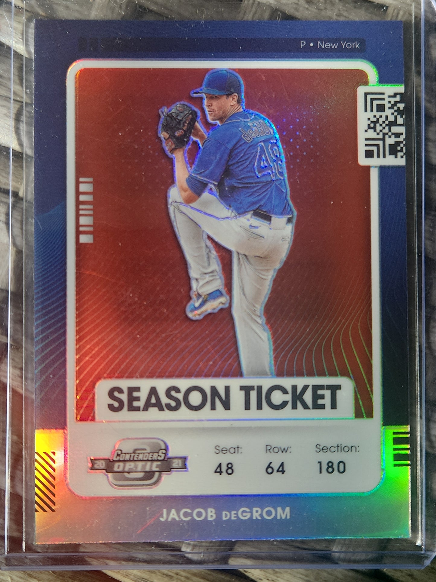 2021 Panini Contenders Optic Baseball Jacob DeGrom Season Ticket Refractor #28 New York Mets