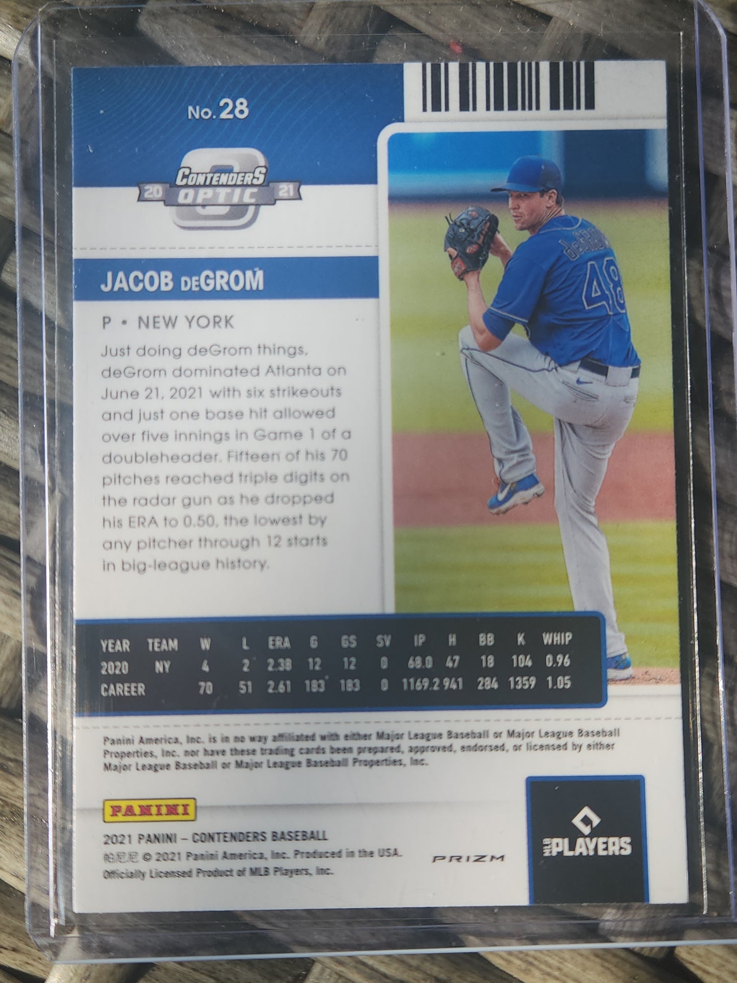 2021 Panini Contenders Optic Baseball Jacob DeGrom Season Ticket Refractor #28 New York Mets