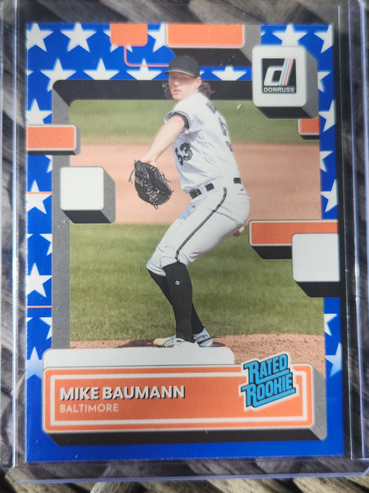 2022 Panini Donruss Baseball Mike Baumann Rayed Rookie Independence Day #57 Baltimore Orioles