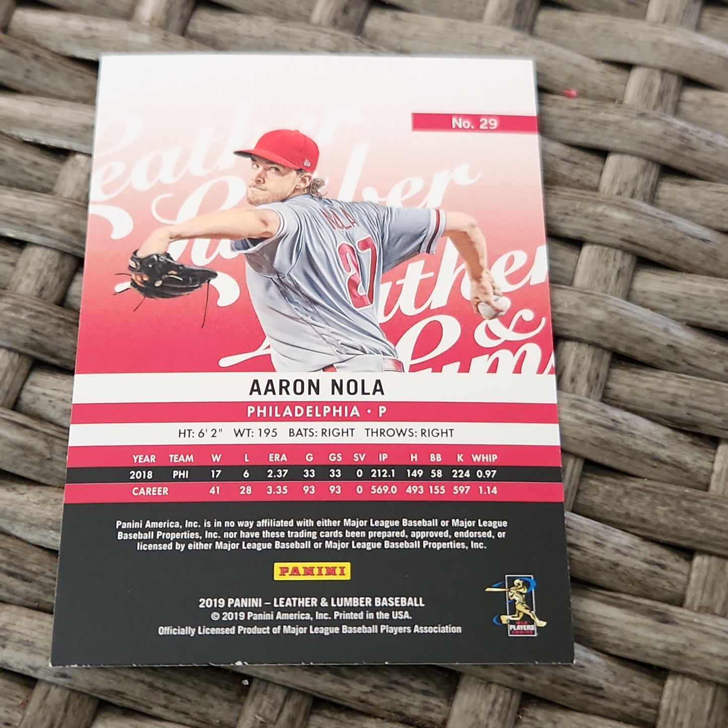 Panini Leather & Lumber Aaron Nola #29