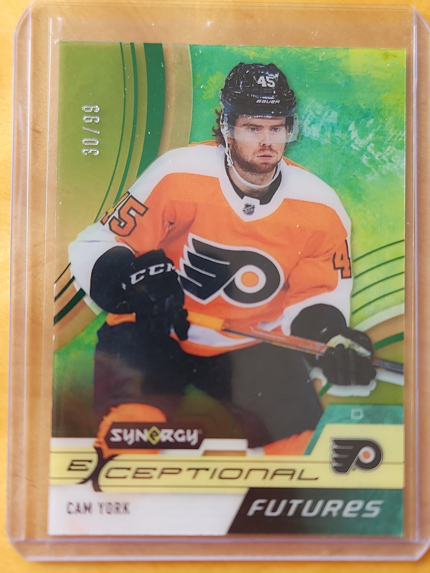 2021-22 Upper Deck Synergy Cam York  Eceptional Futures Green Parallel 30/99 #EF-CY Philadelphia Flyers