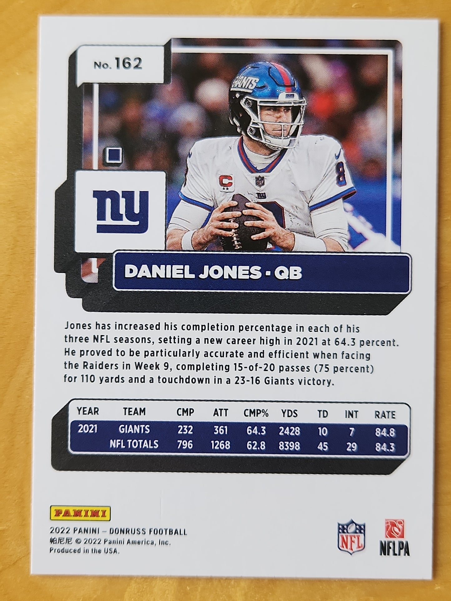 2022 Panini Donruss Football Daniel Jones #162 New York Giants