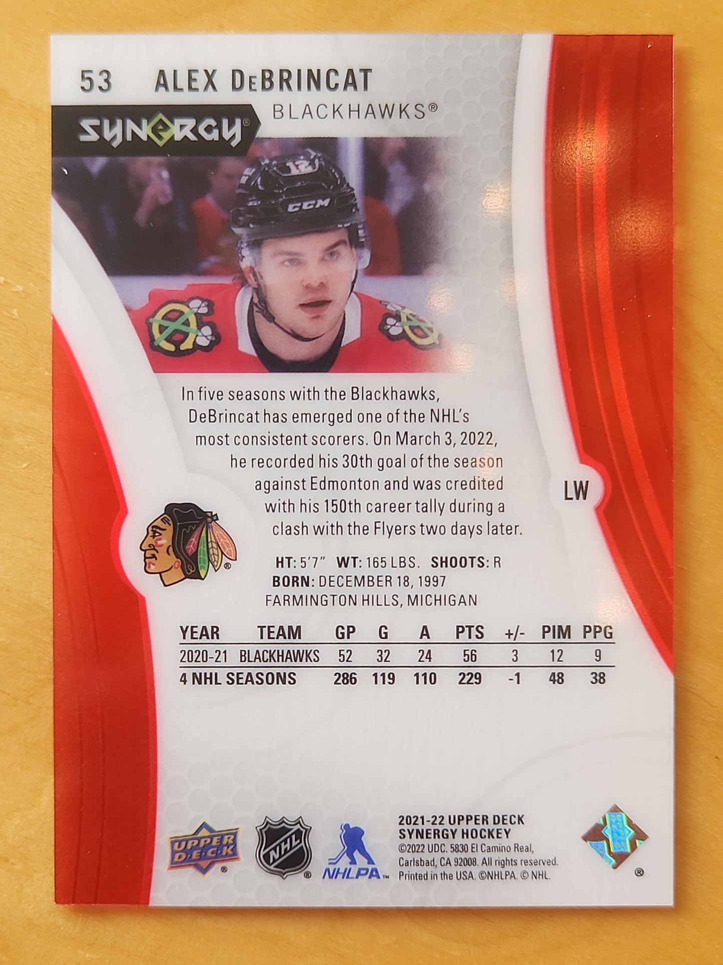 2021-22 Upper Deck Synergy Alex DeBrincat Refractor #53 Chicago BlackHawks