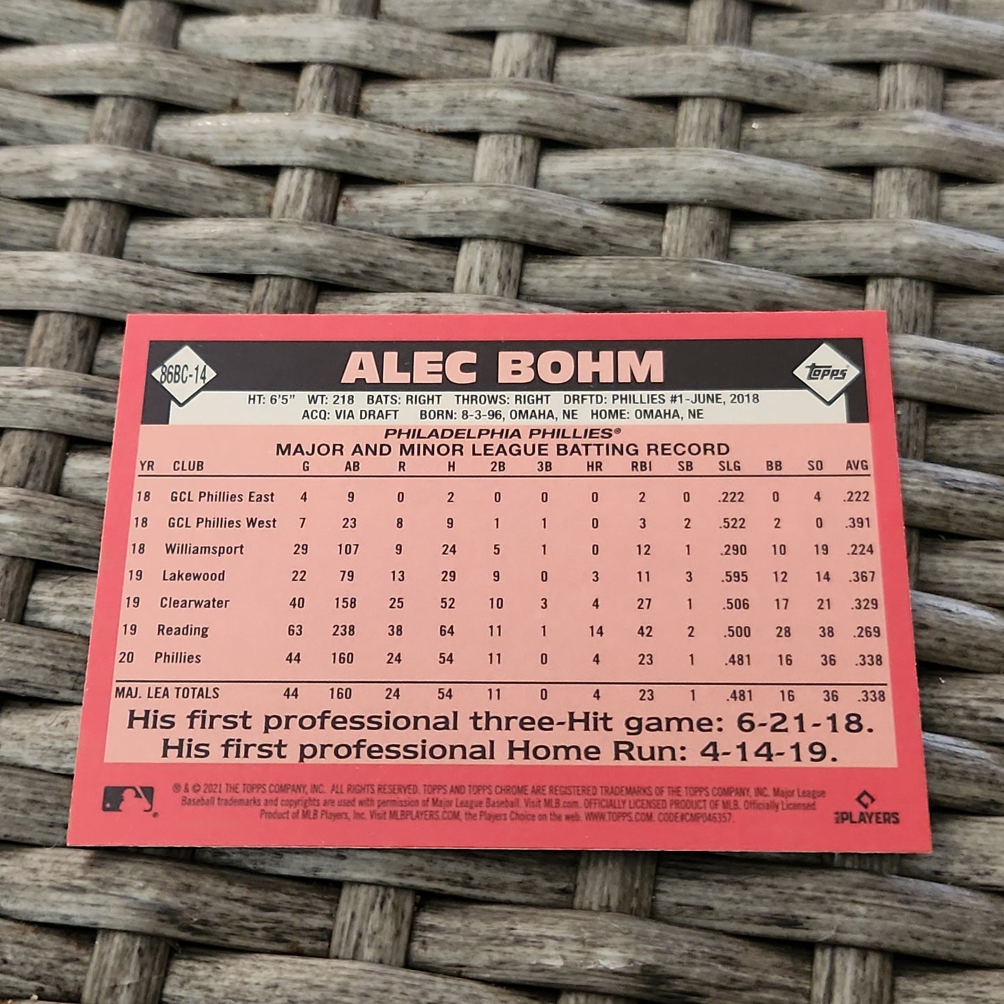 Topps Chrome 35th Anniversary Alec Bohm RC #86BC-14