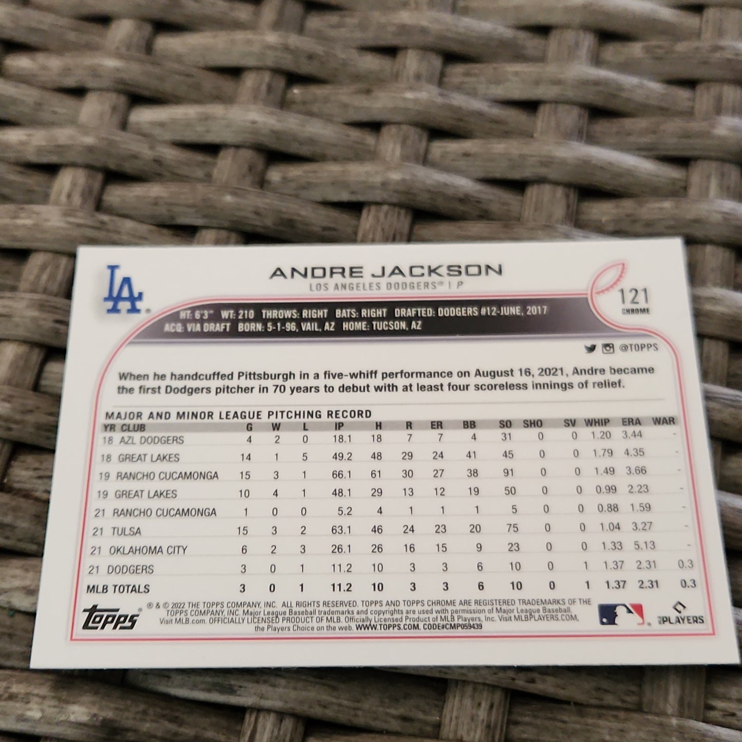 Topps Chrome Refractor Andre Jackson RC #121