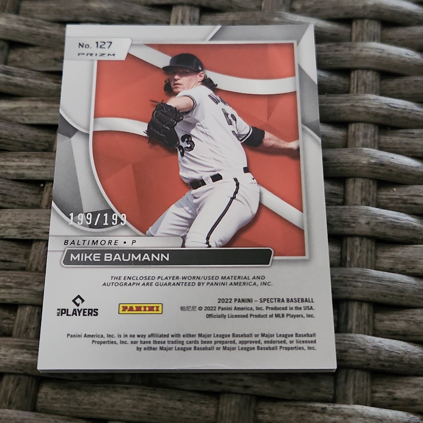 Panini Spectar Prizm Mike Baumann RC Auto Patch 199/199 #127