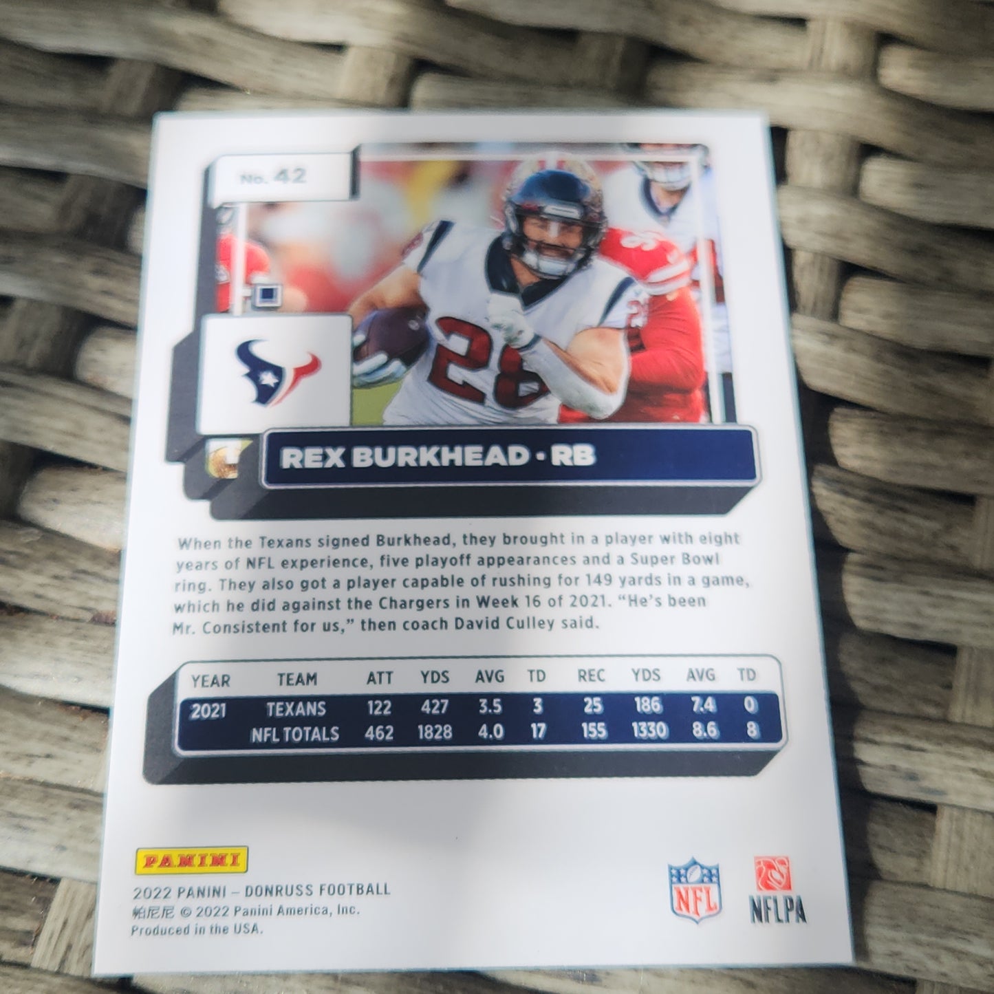 Panini Donruss Rex Burkhead #42