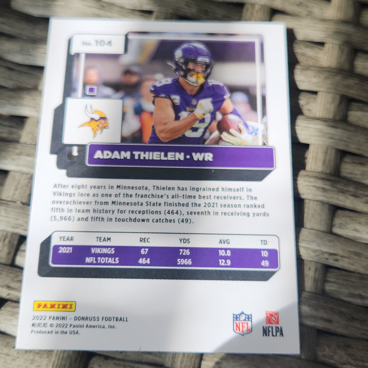 Panini Donruss Adam Thielen #104