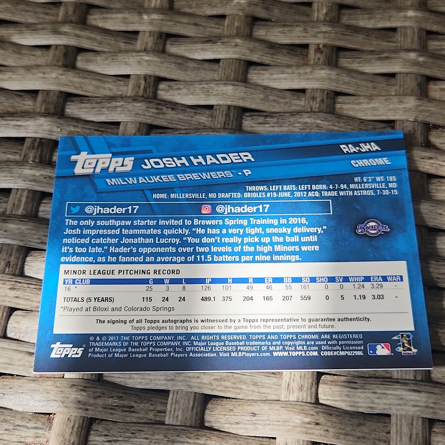 Topps Chrome Josh Hadet RC Auto #RA-JHA