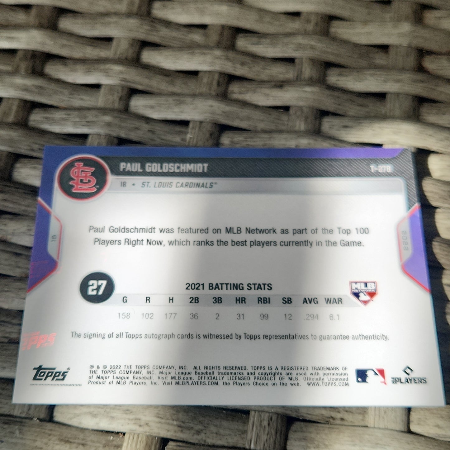 Topps Now Blue Paul Goldschmidt 10/49 #T-278