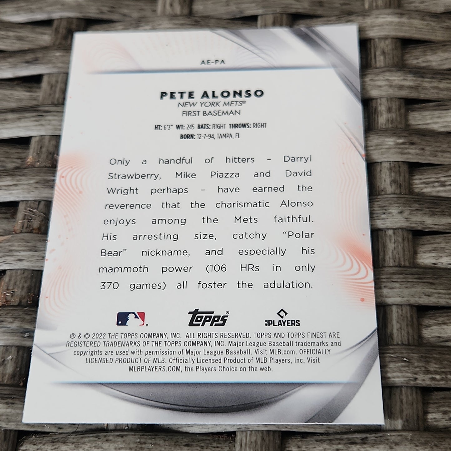 Topps Finest Aura Of Excellence Pete Alonso #AE-PA