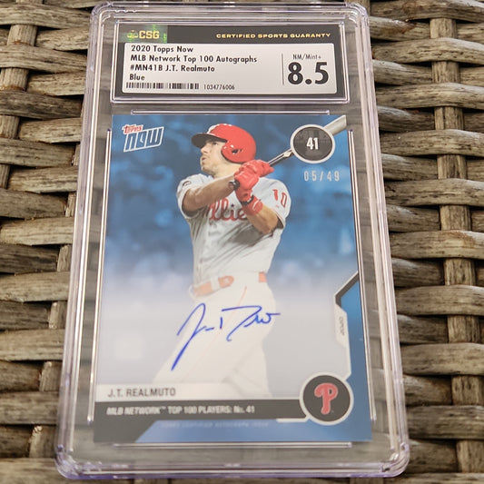 CSG Graded 8.5 Topps Now Blue J.T. Realmuto Auto 05/49 #MN41B