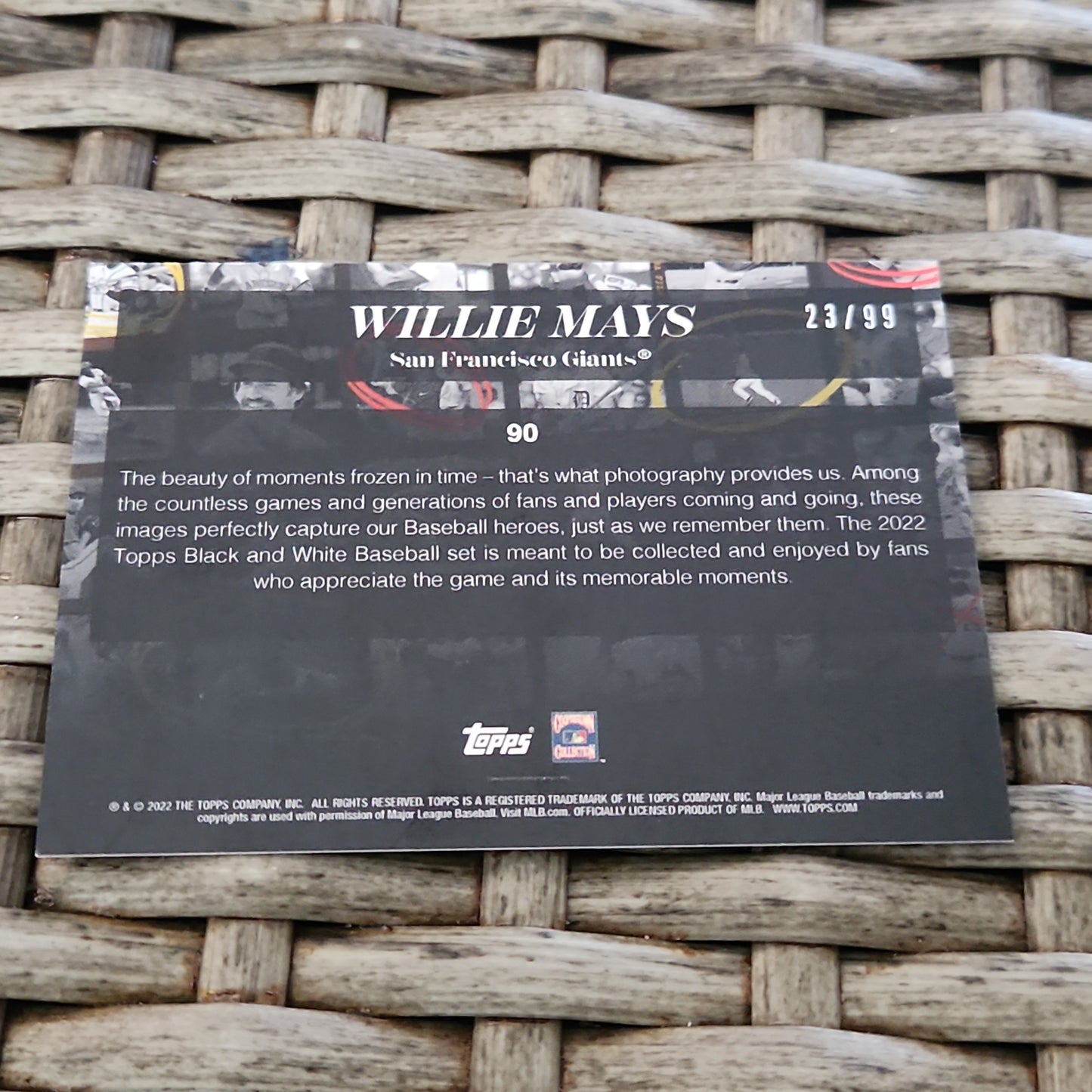 Topps Black & White Photo Negative Willie Mays 23/99 #90