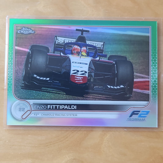 2022 Topps Chrome F1 Enzo Fittipaldi F2 Green Refractor 36/99 #147 Charouz Racing Team