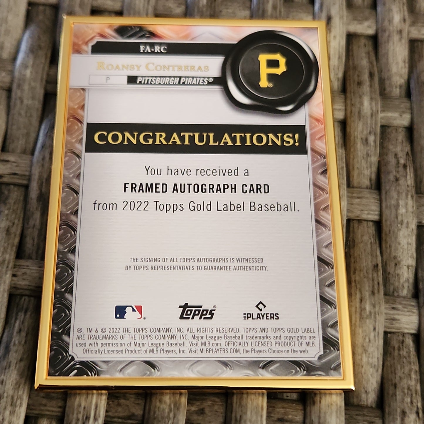 Topps Gold Label Roansy Contreras RC Auto #FA-RC