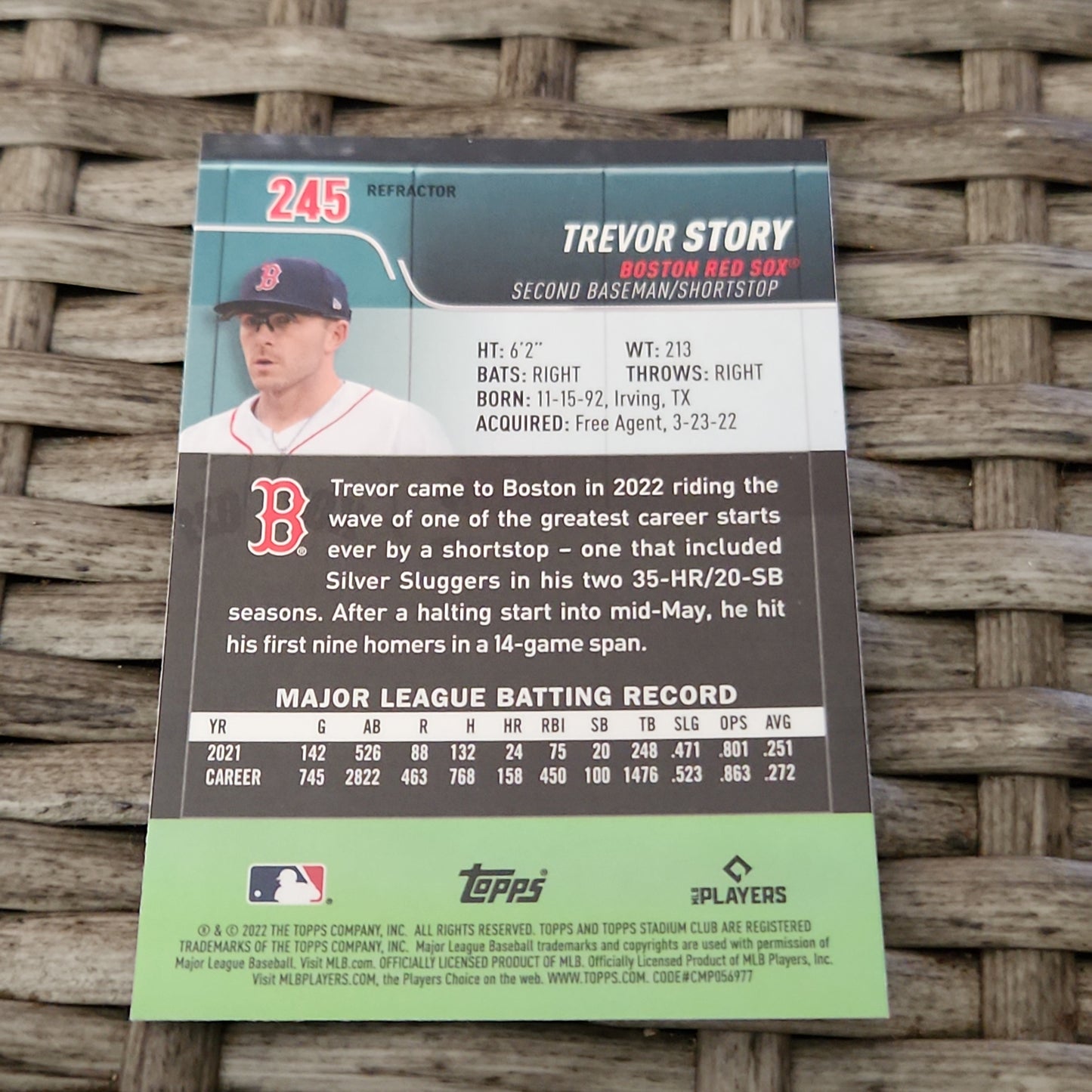 Topps Stadium Chrome Refractor Trevor Story #245