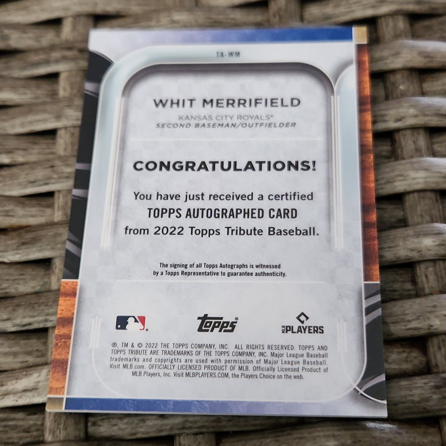Topps KC Whit Merrifield Auto 172/199 #TA-WM