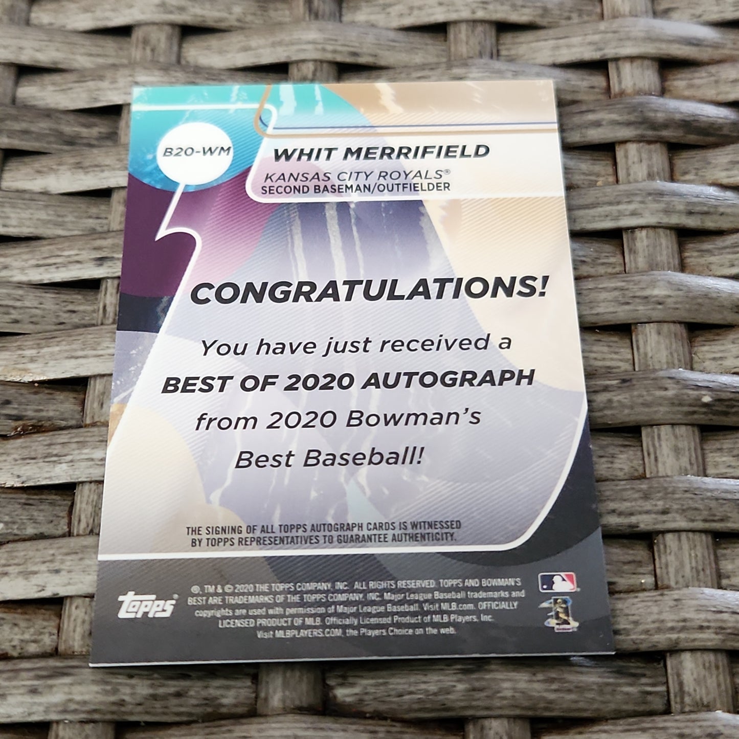 Topps KC Bowman's Best Whit Merrifield Auto 22/99 #B20-WM