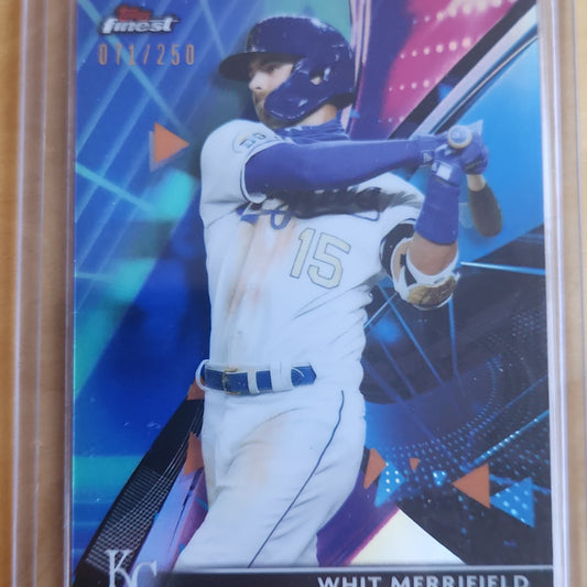 2021 Topps Finest  Whit Merrifield Blue Refractor 071/250 #3 Kansas City Royals