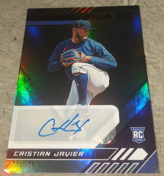 Panini XR Christian Javier auto Autographs Blue Ink No.8 rookie card