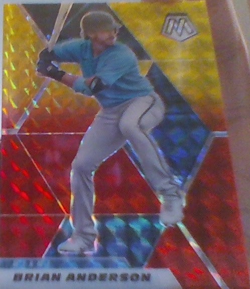 2021 Panini Mosaic #196 Brian Anderson orange refractor card Miami Marlins