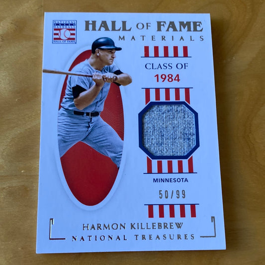 Panini National Treasures Hall of Fame Materials Relic Patch Harmon Killebrew 50/99 #HOF-HK