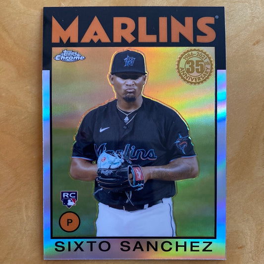 Topps Chrome Parallel RC P Sixto Sanchez 35th Anniversary 1986-2021 #86BC-12