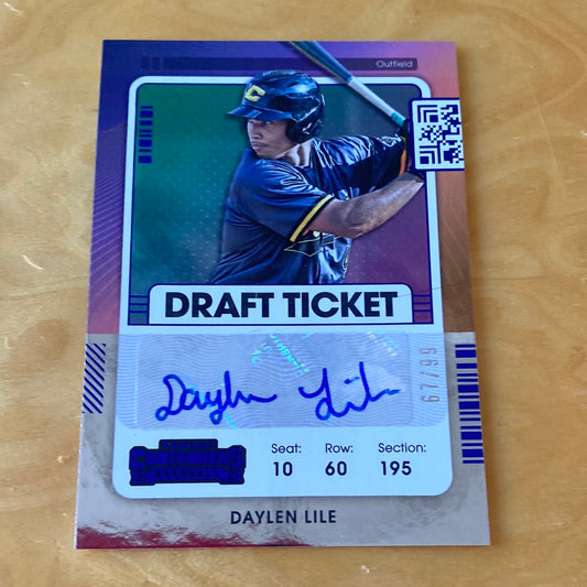 Panini Contenders Blue Draft Ticket Auto Daylen Lile 67/99 #DT2-DL