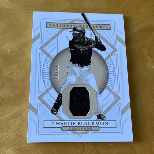 Panini National Treasures Brown Jersey Patch Charlie Blackmon 10/99 #143